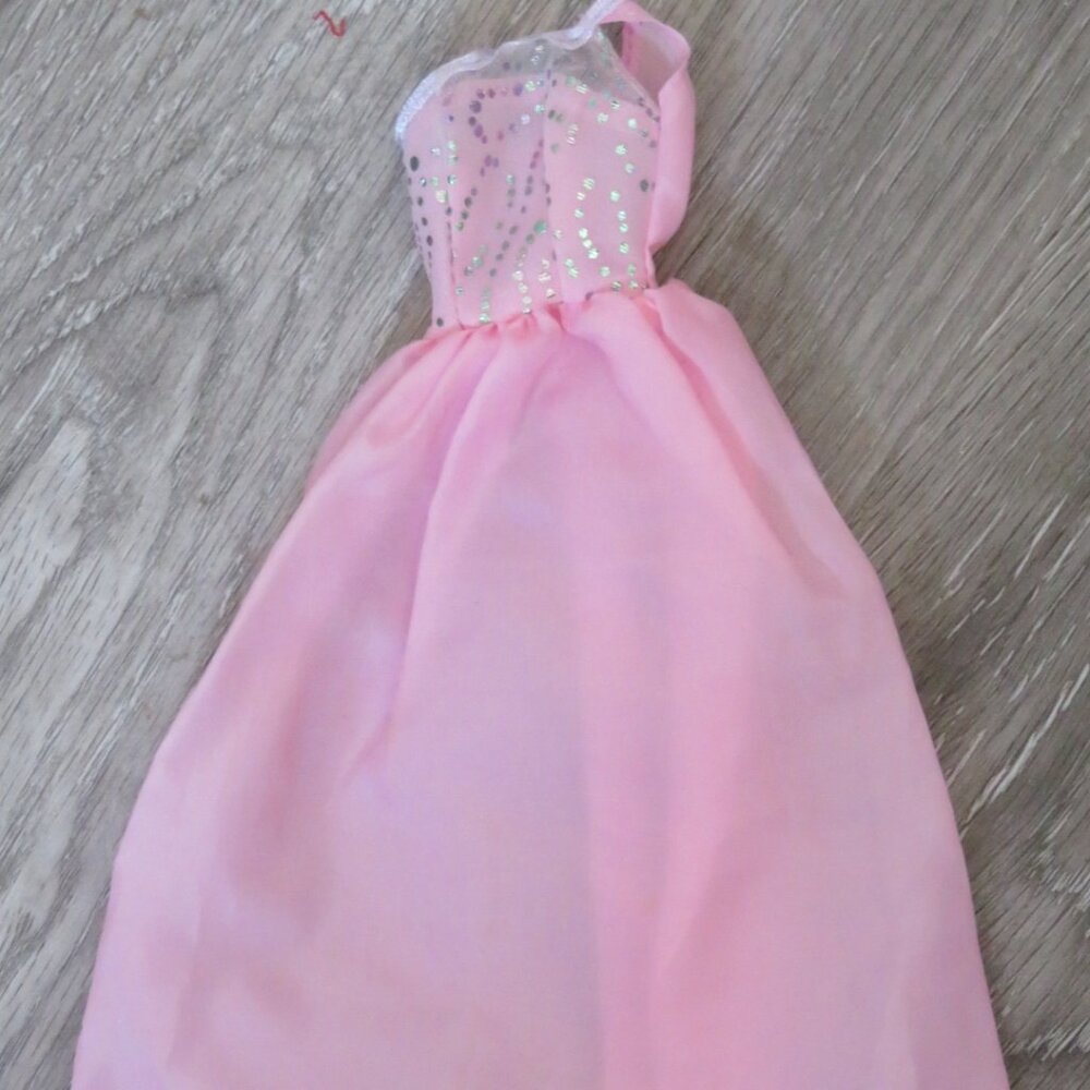 Pink One Shoulder Barbie Gown Genuine Fit 12" Doll (K789)